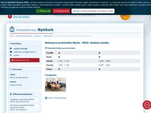Praktický lékař pro dospělé Poliklinika AGEL Nymburk - MUDr. Vladimír Januška