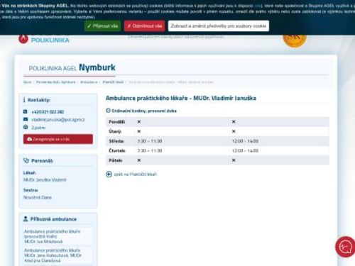 Praktický lékař pro dospělé Poliklinika AGEL Nymburk - MUDr. Vladimír Januška