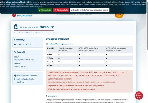 Zobrazit webové stránky Urologická ambulance Poliklinika AGEL Nymburk - MUDr. Jindřich Šonský, FEBU