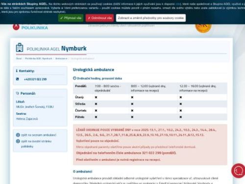 Urologická ambulance Poliklinika AGEL Nymburk - MUDr. Jindřich Šonský, FEBU