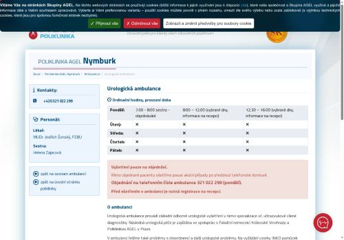 Zobrazit webové stránky Urologická ambulance Poliklinika AGEL Nymburk - MUDr. Jindřich Šonský, FEBU