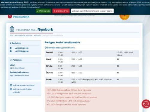 Rentgen, kostní denzitometrie - Poliklinika AGEL Nymburk