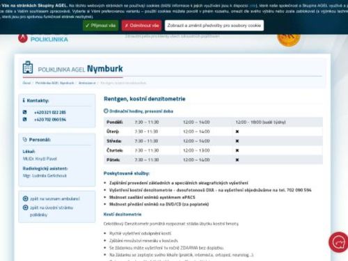 Rentgen, kostní denzitometrie - Poliklinika AGEL Nymburk