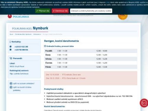 Rentgen, kostní denzitometrie - Poliklinika AGEL Nymburk