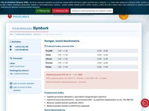 Rentgen, kostní denzitometrie - Poliklinika AGEL Nymburk