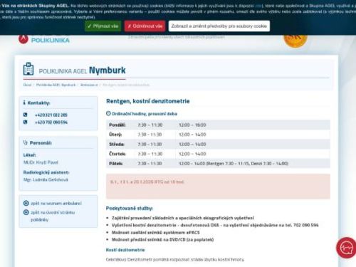 Rentgen, kostní denzitometrie - Poliklinika AGEL Nymburk