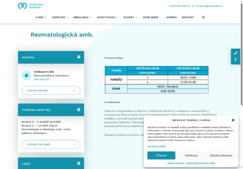 Zobrazit webové stránky Revmatologická ambulance - Nemocnice Nymburk