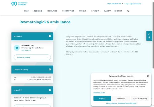 Zobrazit webové stránky Revmatologická ambulance - Nemocnice Nymburk