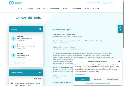 Zobrazit webové stránky Chirurgická ambulance - Nemocnice Nymburk