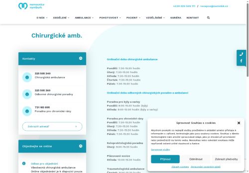 Zobrazit webové stránky Chirurgická ambulance - Nemocnice Nymburk