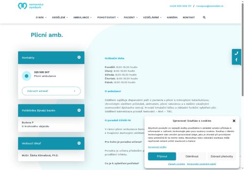 Zobrazit webové stránky Plicní ambulance - Nemocnice Nymburk