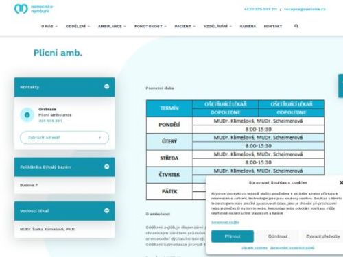 Plicní ambulance - Nemocnice Nymburk