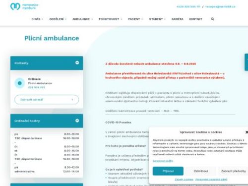 Plicní ambulance - Nemocnice Nymburk