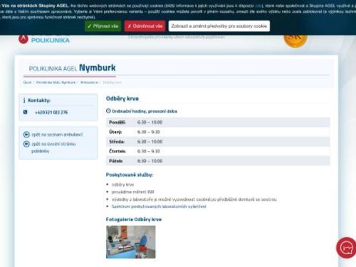 Odběry krve Poliklinika AGEL Nymburk