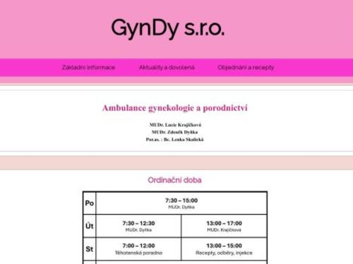 Gynekologická ambulance GynDy s.r.o. - MUDr. Zdeněk Dyňka, MUDr. Lucie Krajíčková