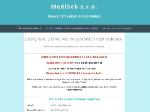Praktický lékař pro dospělé MediSeb s.r.o. - MUDr. Jitka Šebková