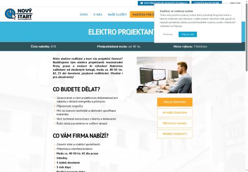 Webové stránky Nový start, personální agentura s.r.o., Třebíč