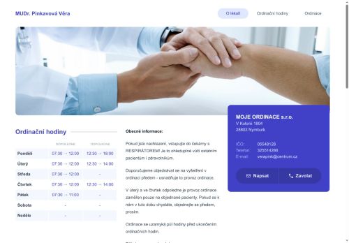 Zobrazit webové stránky Praktický lékař pro dospělé - MUDr. Věra Pinkavová