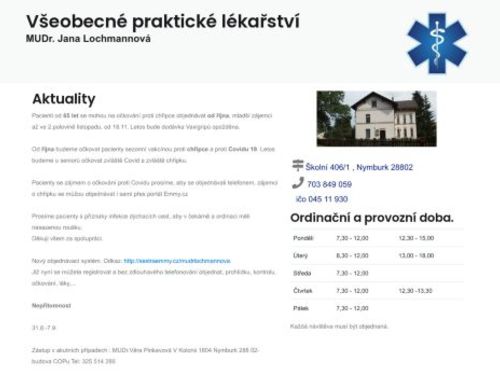 Praktický lékař pro dospělé - MUDr. Jana Lochmannová