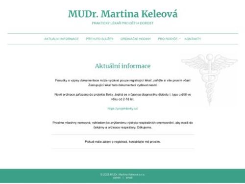 Praktický lékař pro děti a dorost - MUDr. Martina Keleová