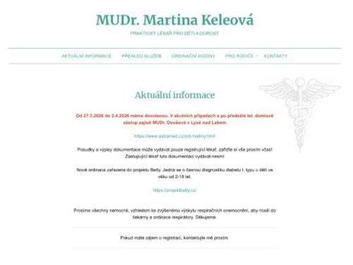 Praktický lékař pro děti a dorost - MUDr. Martina Keleová