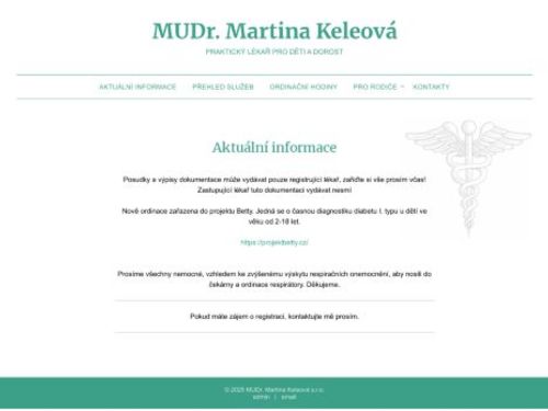 Praktický lékař pro děti a dorost - MUDr. Martina Keleová