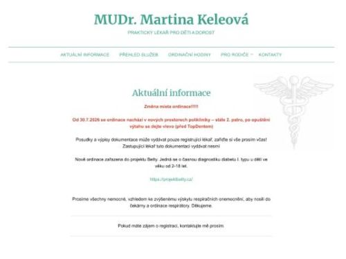 Praktický lékař pro děti a dorost - MUDr. Martina Keleová
