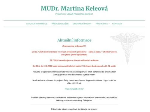 Praktický lékař pro děti a dorost - MUDr. Martina Keleová