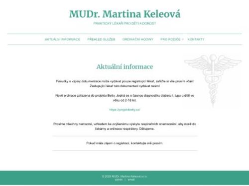 Praktický lékař pro děti a dorost - MUDr. Martina Keleová