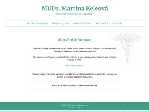 Praktický lékař pro děti a dorost - MUDr. Martina Keleová