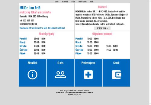 Zobrazit webové stránky Praktický lékař pro dospělé - MUDr. Jan Frič