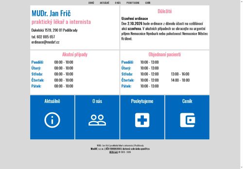 Zobrazit webové stránky Praktický lékař pro dospělé - MUDr. Jan Frič