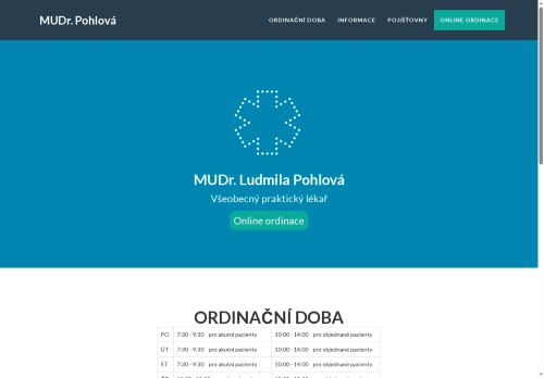 Zobrazit webové stránky Praktický lékař pro dospělé - MUDr. Ludmila Pohlová