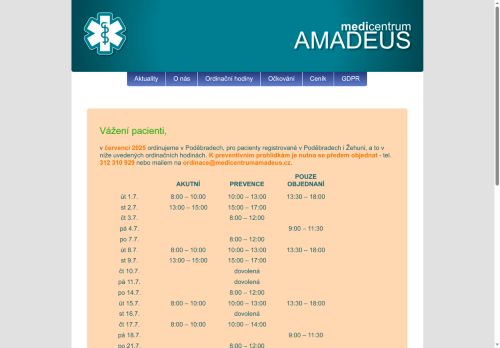Zobrazit webové stránky Praktický lékař pro dospělé Medicentrum Amadeus - MUDr. Roman Kostinek