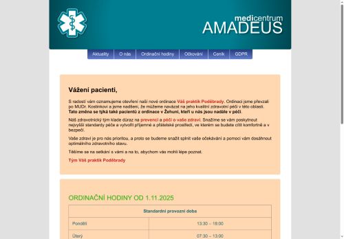 Zobrazit webové stránky Praktický lékař pro dospělé Medicentrum Amadeus - MUDr. Roman Kostinek