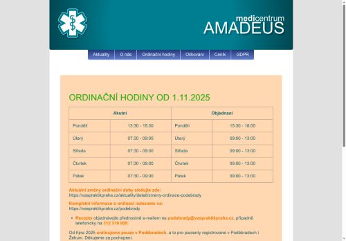 Zobrazit webové stránky Praktický lékař pro dospělé Medicentrum Amadeus - MUDr. Roman Kostinek