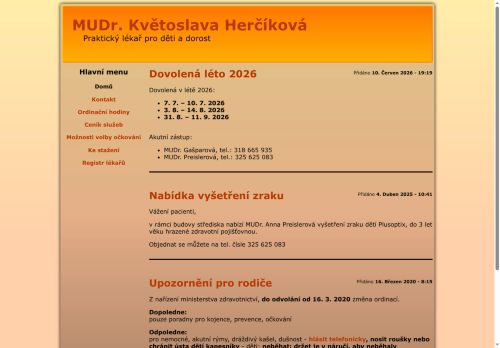 Zobrazit webové stránky Praktický lékař pro děti a dorost - MUDr. Květoslava Herčíková