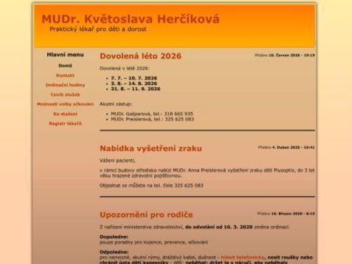 Praktický lékař pro děti a dorost - MUDr. Květoslava Herčíková