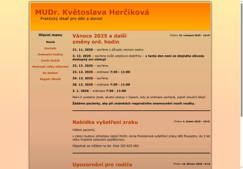 Zobrazit webové stránky Praktický lékař pro děti a dorost - MUDr. Květoslava Herčíková