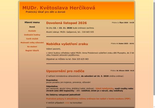 Zobrazit webové stránky Praktický lékař pro děti a dorost - MUDr. Květoslava Herčíková