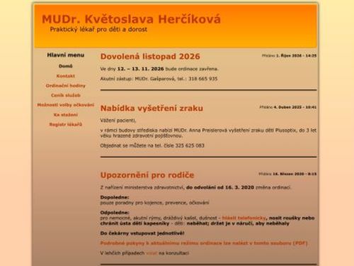Praktický lékař pro děti a dorost - MUDr. Květoslava Herčíková
