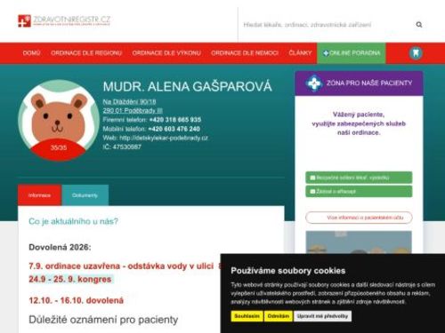 Praktický lékař pro děti a dorost - MUDr. Alena Gašparová
