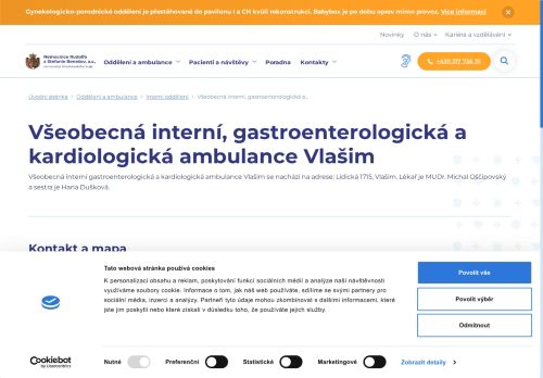 Zobrazit webové stránky Všeobecná interní, gastroenterologická a kardiologická ambulance Vlašim - Nemocnice Rudolfa a Stefanie Benešov - MUDr. Michal Oščipovský