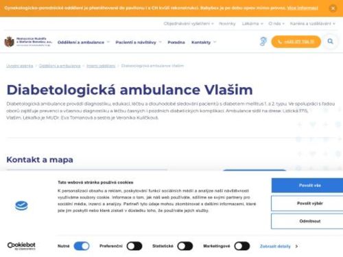 Diabetologická ambulance Vlašim - Nemocnice Rudolfa a Stefanie Benešov - MUDr. Eva Tomanová