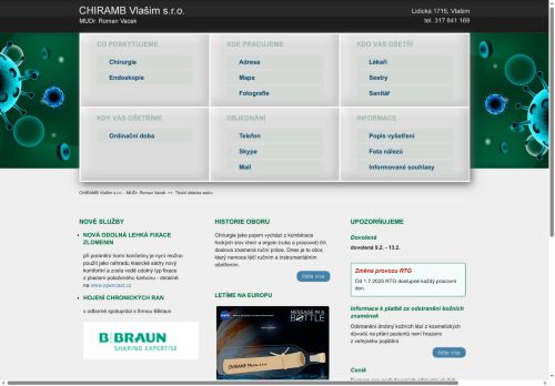 Zobrazit webové stránky Chirurgická ambulance a endoskopie CHIRAMB Vlašim s.r.o. - MUDr. Roman Vacek