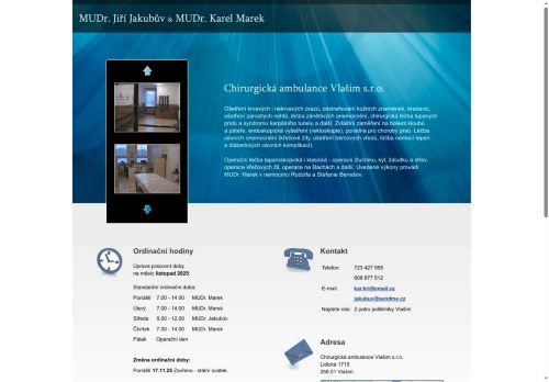 Zobrazit webové stránky Chirurgická ambulance Vlašim s.r.o. - MUDr. Karel Marek, MUDr. Jiří Jakubův
