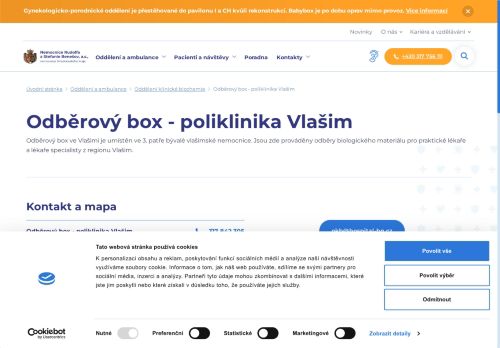 Zobrazit webové stránky Odběrový box - poliklinika Vlašim - Nemocnice Rudolfa a Stefanie Benešov