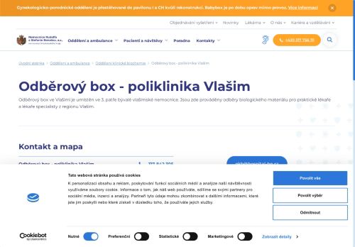 Zobrazit webové stránky Odběrový box - poliklinika Vlašim - Nemocnice Rudolfa a Stefanie Benešov