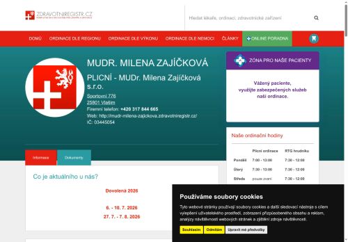 Zobrazit webové stránky Plicní ambulance - MUDr. Milena Zajíčková