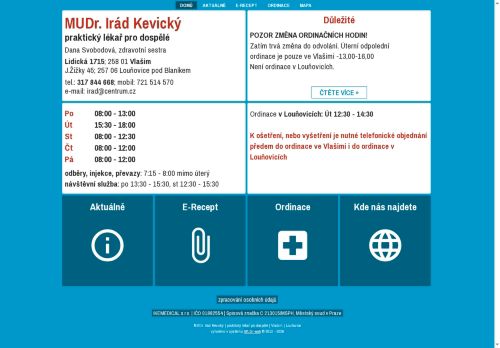 Zobrazit webové stránky Praktický lékař pro dospělé - MUDr. Irád Kevický